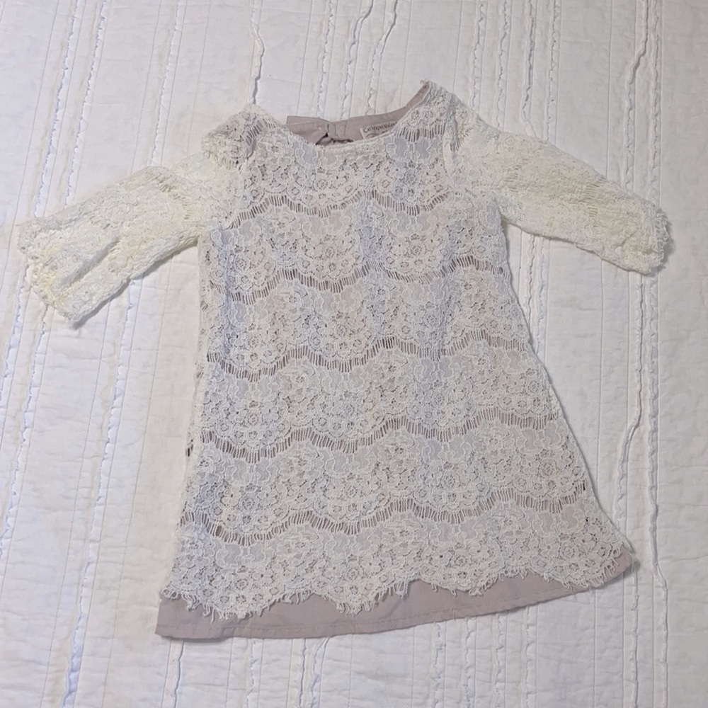 Lace Dress - Cream and Pale Purple 4T